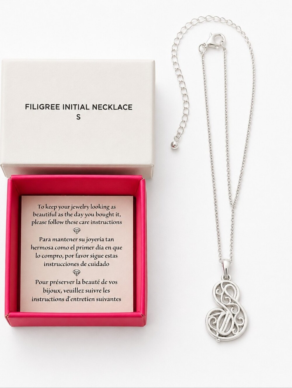Studio 1886 by Avon Filigree Letter S Initial Pendant Necklace NIB
